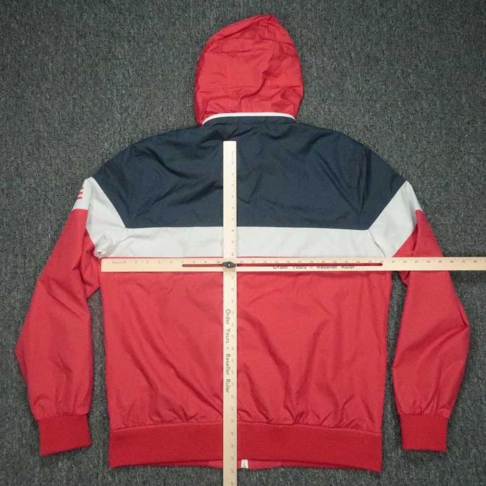 RSVLTS Jacket Mens‎ XL Red Blue Hooded Full Zip Windbreaker Colorblock USA